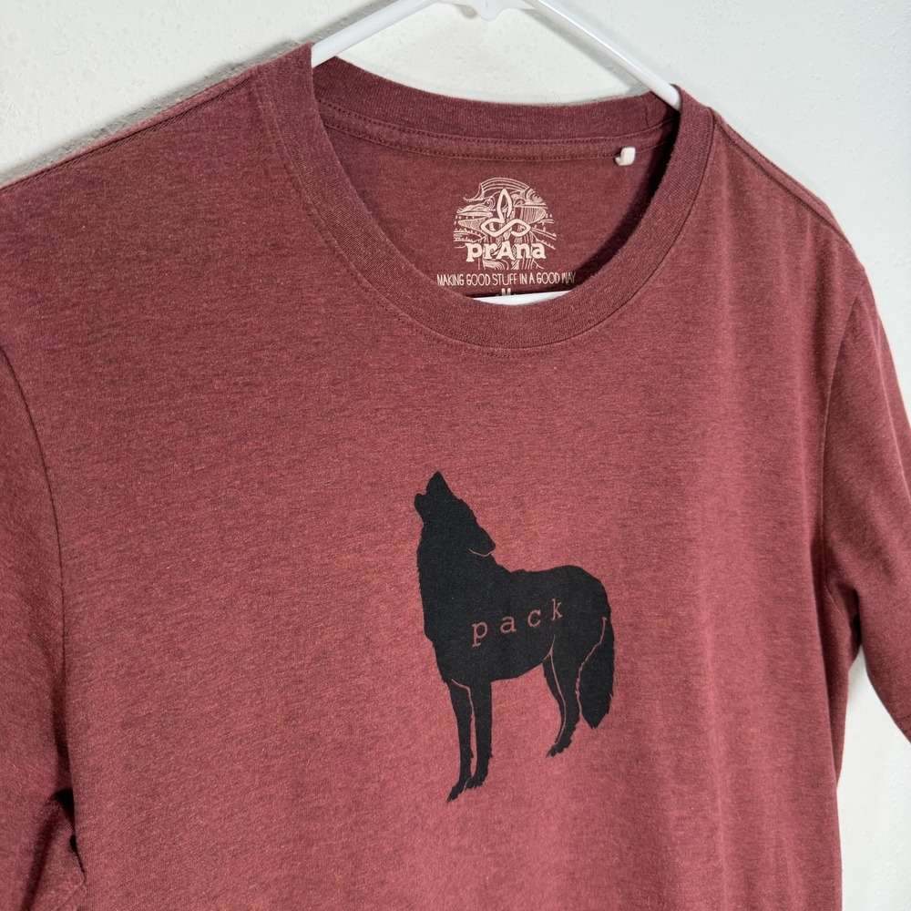 PRANA T-Shirt Mens Sz M Wolf Pack Crew Tee Outdoors Hike Gorpcore - Red Rock